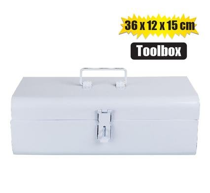 Toolbox enamel 36x12x15cm w/latch white