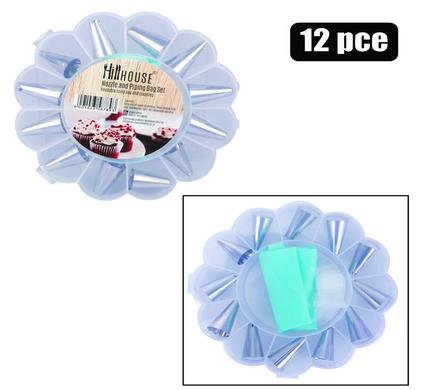 Icing-set piping bag 12pc nozzle ss