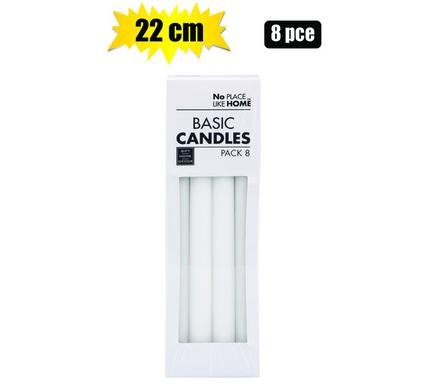 Candle basic dinner 22.5cm white 8pc