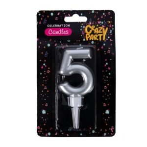 Candle birthday large foil numbers-5