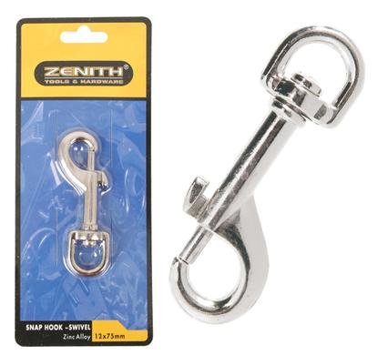 Snap-hook+swivel cp 12x 75mm