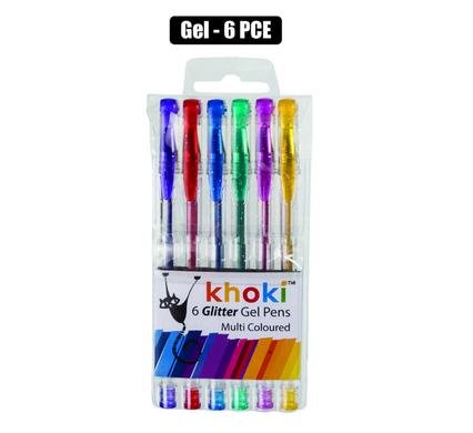 Pen novelty gel glitter 6pce
