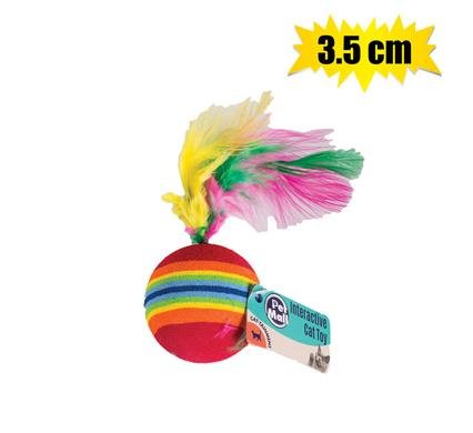 Pet cat toy ball w/feathers 3.5cm pdq