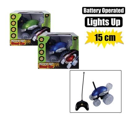 Battery operated rc monster spin 15cm