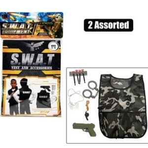 Boys playset army/swat vest & gun asstd