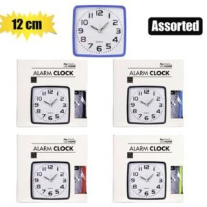 Clock alarm pl square 12cm asstd-col