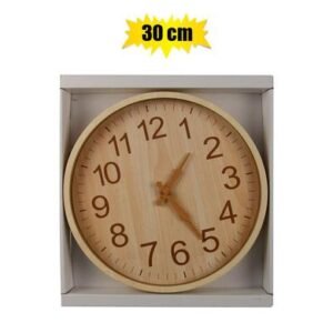 Clock wall pl round wood-look 30cm