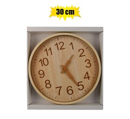 Clock wall pl round wood-look 30cm