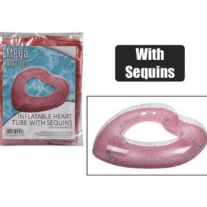 Inflatable heart tube sequins 90cm astd