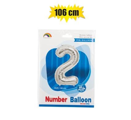 Balloon helium foil silver 2 102cm f-04