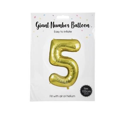 Balloon helium foil gold 5 102cm f-04