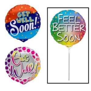 Balloon air fill w/stick get well 25cm