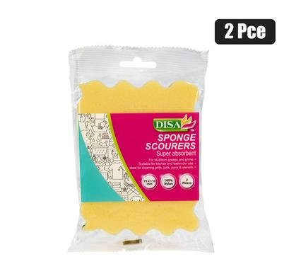 Scourer foam scalloped shape 2pc yellow