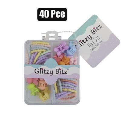 Hair band & claw clip set asstd 40pce