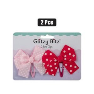 Hair clips 2pc bows 5cm snap-on