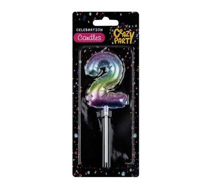 Candle birthday balloon-2 rainbow 5cm