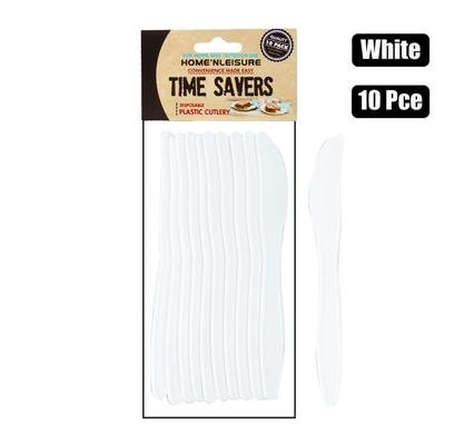 Cutlery pl knives 10pce white/clear h&l