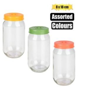 Storage-jar gls assort.col 8x18cm