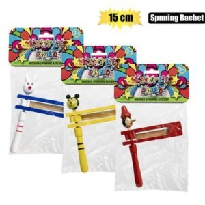 Musical wood spinning ratchet toy 15x7cm