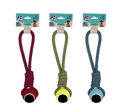 Pet dog tug toy string tennis ball 31cm