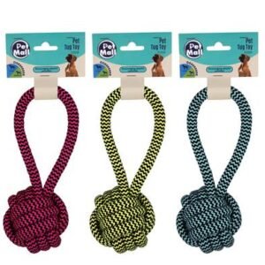 Pet dog tug toy string with ball 21x8cm