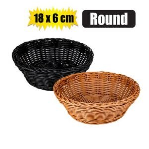 Woven plastic basket round 18x6cm