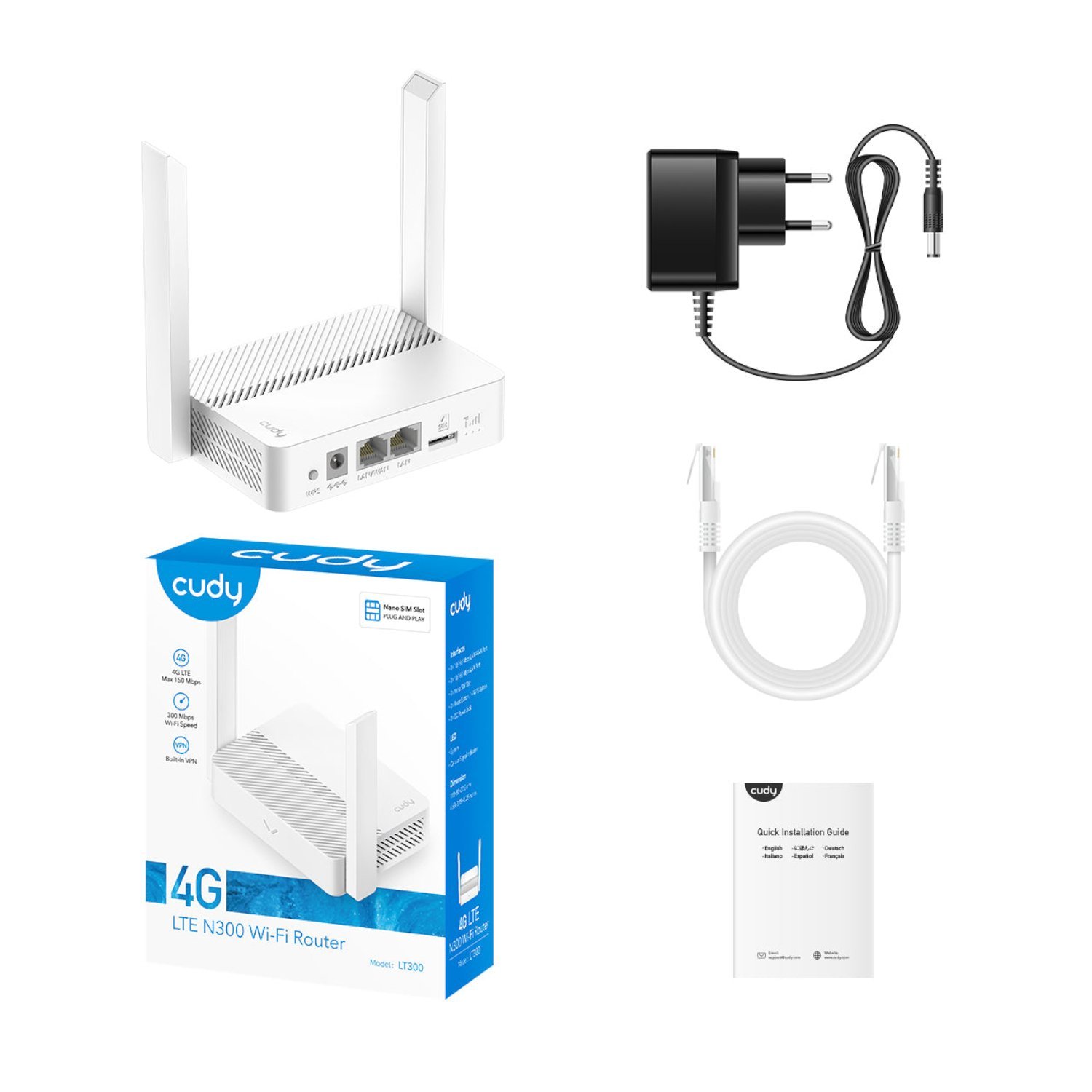 Cudy LT300 4G LTE N300 Wi-Fi Router - White - Image 4