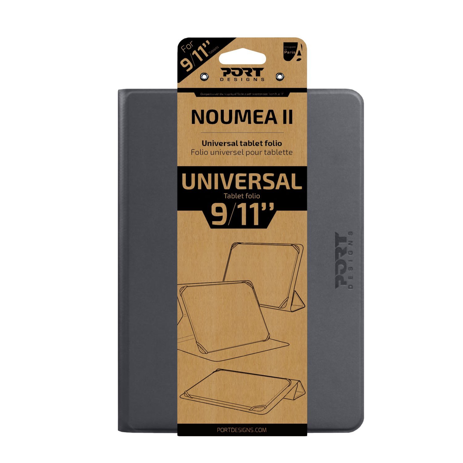 Port Designs Noumea II Universal 9/11" Tablet Folio – Grey - Image 2