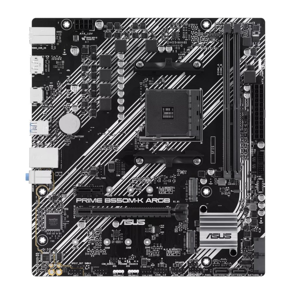 Asus PRIME B550M-K ARGB AM4 M-ATX Motherboard - Image 2